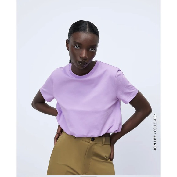 Zara Tops - Zara Purple Basic Tee Short Sleeve Crew Neck Basic T Shirt Women's Size Medium